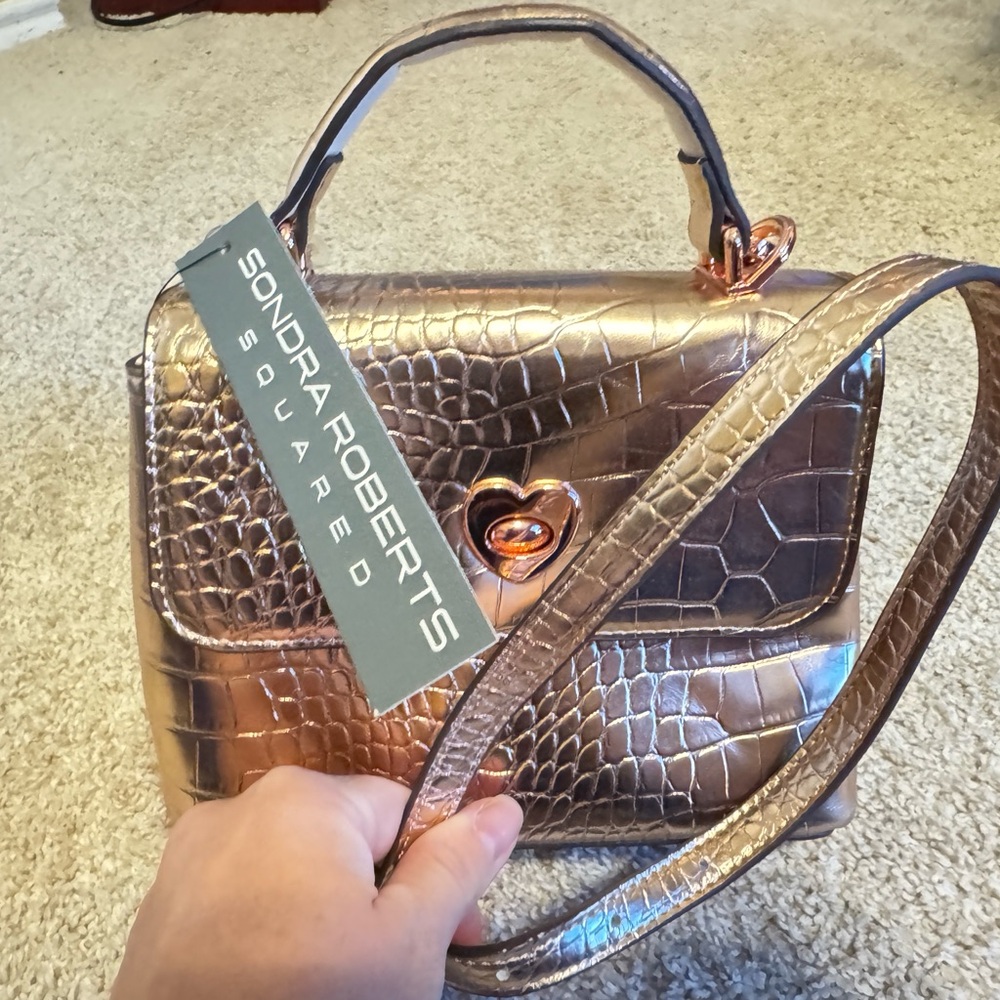Sondra Roberts Metallic Rose Crossbody Bag